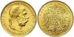 Austria 10 coronas, 1897, Gold, Francis ... 