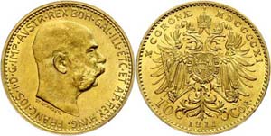 Austria 10 coronas, 1911, Gold, Francis ... 