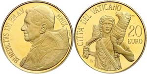 Vatikanstaat 20 Euro, 2009, Gold, Benedikt ... 