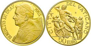 Vatican 50 Euro, 2009, Gold, Benedict XVI., ... 