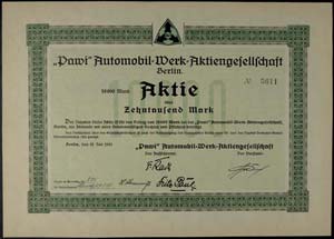 Aktien Berlin 1923, Pawi Automobil-Werk-AG, ... 