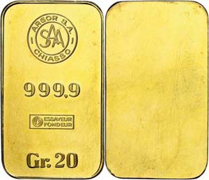 Gold und Silberschmuck Goldbarren, 20 Gr. ... 