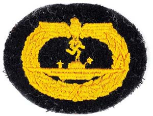 Submarine war badge, machine-embroidered ... 