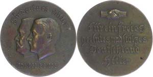 Bronze medal Hitler and Hindenburg, 16, 75 ... 