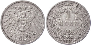 Small denomination coins 1871-1922 1 Mark, ... 