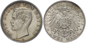 Bavaria 2 Mark, 1905, Otto, extremly fine to ... 