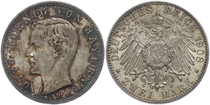 Bavaria 2 Mark, 1908, Otto, extremly fine to ... 