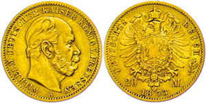 Preussen 20 Mark, 1873, Wilhelm I., ... 