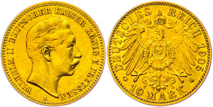 Preussen 10 Mark, 1905, Wilhelm II., wz. ... 