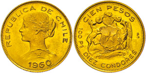 Chile 100 Peso, 1960, gold, extremly fine to ... 