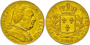 France 20 Franc, 1814, L (Bayonne), louis ... 