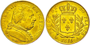 France 20 Franc, 1815 A (Paris), louis ... 