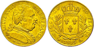 France 20 Franc, 1815 A (Paris), louis ... 