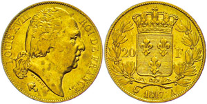 France 20 Franc, 1817 A (Paris), louis ... 