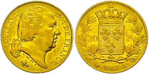 France 20 Franc, 1817 A (Paris), louis ... 