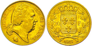 France 20 Franc, 1818 W (Lille), louis ... 