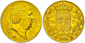 France 20 Franc, 1818 W (Lille), louis ... 