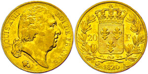 France 20 Franc, 1820 A (Paris), louis ... 