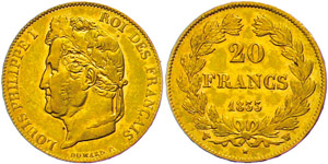 France 20 Franc, 1833 W (Lille), louis ... 