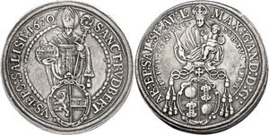 Salzburg Archdiocese Thaler, 1670, Max ... 
