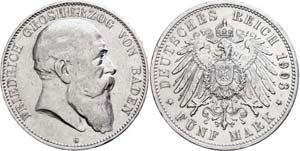 Baden 5 Mark, 1903, Friedrich I., ss, ... 