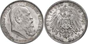 Bavaria 3 Mark, 1911, Luitpold, f. St., ... 