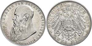 Sachsen-Meiningen 2 Mark, 1915, Georg II., ... 