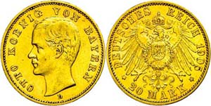 Bavaria 20 Mark, 1905, Otto, very fine to ... 