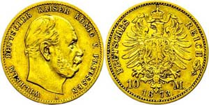 Prussia 10 Mark, 1873, A, Wilhelm I., very ... 