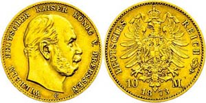Prussia 10 Mark, 1873, C, Wilhelm I., ... 