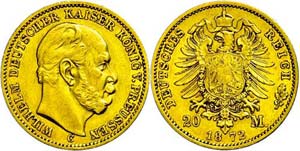 Prussia 20 Mark, 1872, C, Wilhelm I., ... 
