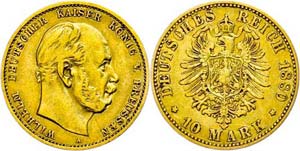 Prussia 10 Mark, 1880, A, Wilhelm I., very ... 