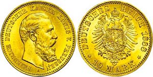 Prussia 10 Mark, 1888, Friedrich III., ... 