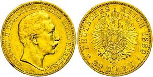 Preußen 20 Mark, 1889, Wilhelm II., ... 