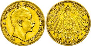 Preußen 10 Mark, 1890, Wilhelm II., ... 