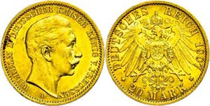 Prussia 20 Mark, 1907, Wilhelm II., ... 