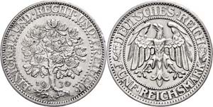 Coins Weimar Republic 5 Reichmark, 1930, A, ... 