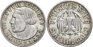 Münzen Drittes Reich 5 Reichsmark, 1933, J, ... 