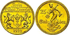 Coins German Areas Gdansk, 25 Guilder, Gold, ... 