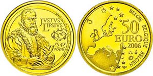 Belgium 50 Euro, Gold, 2006, Justus Lipsius, ... 