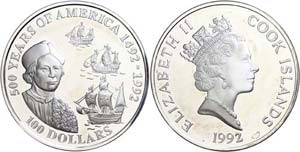Cook Islands 100 dollars, silver, 1992, ... 