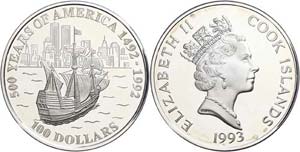 Cook Islands 100 dollars, silver, 1993, ... 