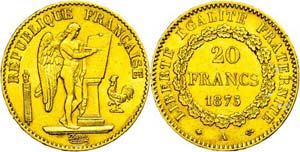 France 20 Franc, Gold, 1875, A (Paris), Fb. ... 
