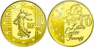 France 10 Euro, Gold, 2003, Semeuse 2. ... 