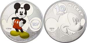 France 10 Euro, 2016, Mickey a haunches-in ... 