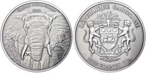 Gabon 2. 000 Franc, 2012, Africa - elephant, ... 