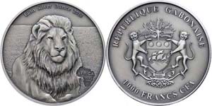 Gabon 1. 000 Franc, 2013, Africa - lion, 1 ... 