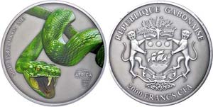 Gabon 2. 000 Franc, 2013, Africa - snake, 3 ... 