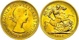 Great Britain Sovereign, 1967, Gold, ... 