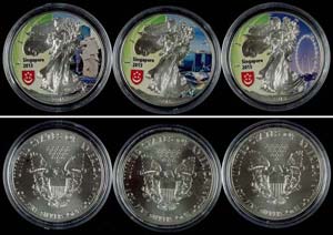 Coins USA Set to 3x 1 Dollar, 2015, Silver ... 
